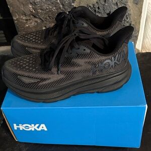 Hoka Black Knit Platform Sneakers